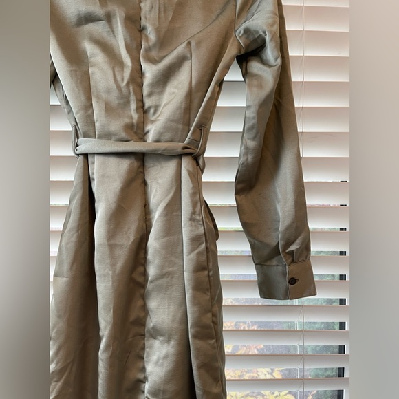 NEW Nasty Gal Sage Green Satin Long Sleeve Dress - Picture 6 of 7